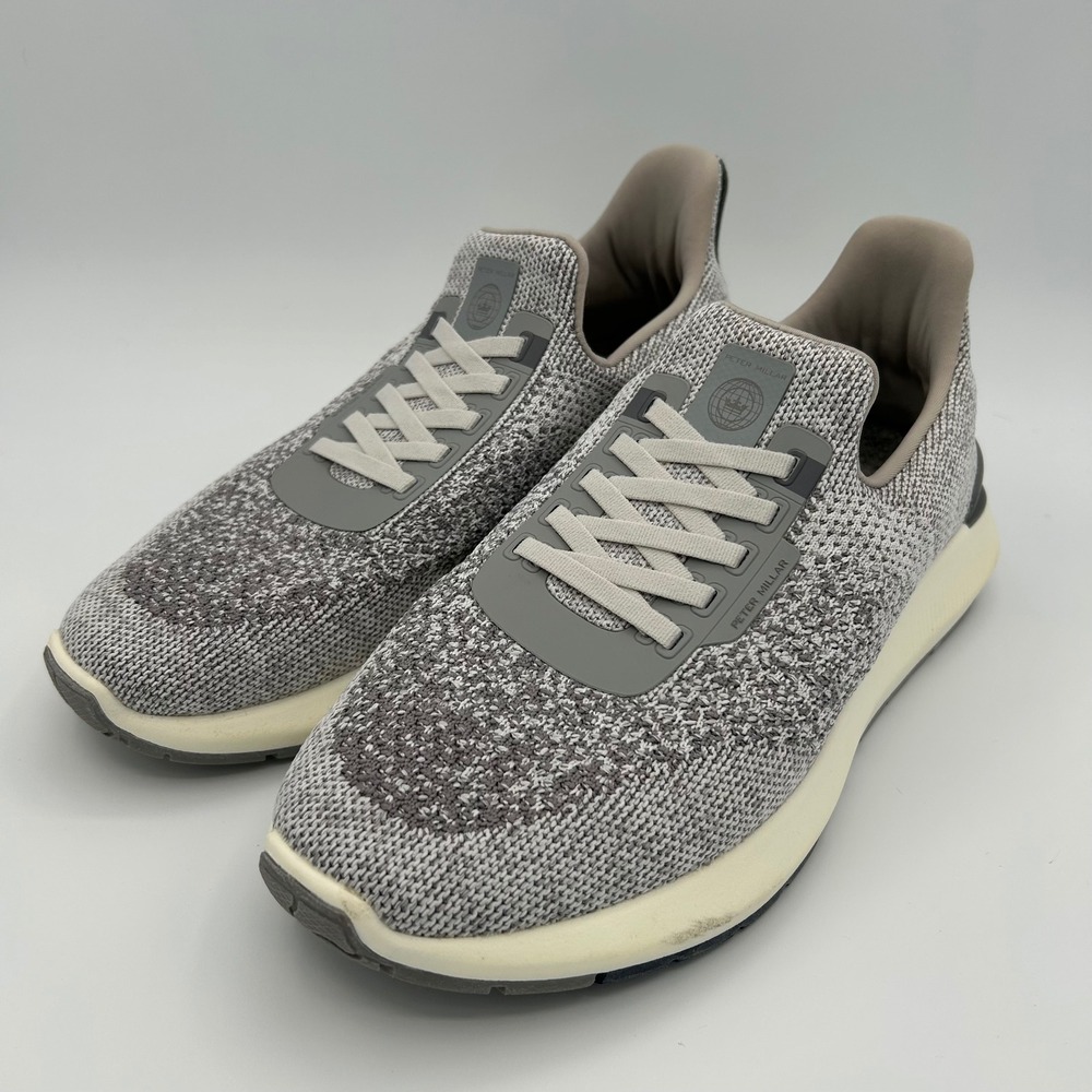 Peter Millar Sneakers Hyperlight Apollo Mens 8.5 Grey Knit Athleisure Luxury